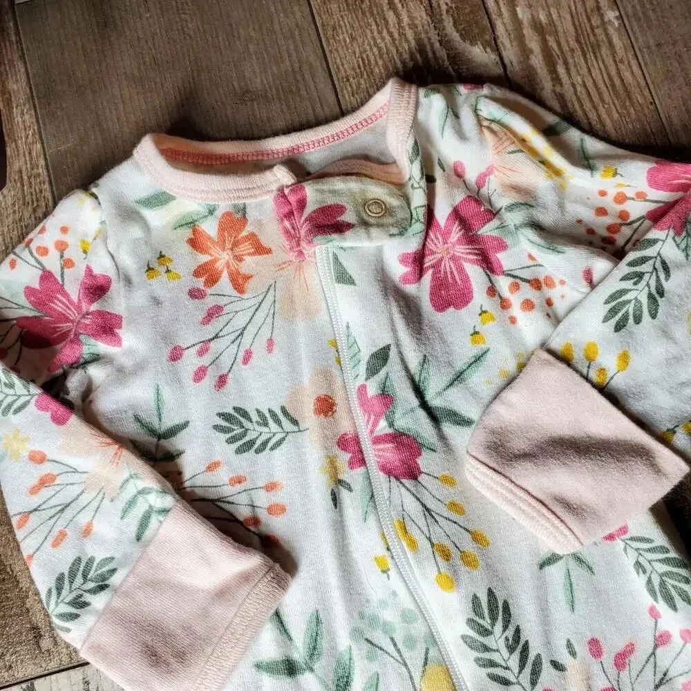 Cloud Island Baby Girls Floral Cotton Bodysuit Sleeper PJs Bundle Size 0-3M
